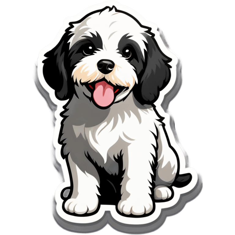 Cockapoo, puppy, black and white ￼ emoji