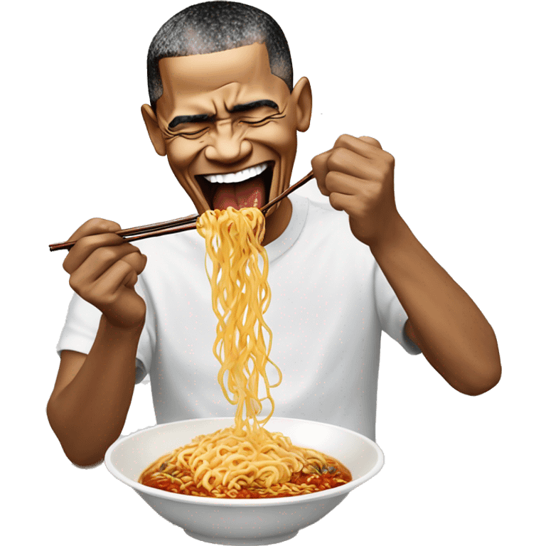 Barack Obama eating spicy ramen noodle challenge emoji