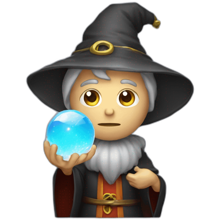 mage with thinking face holding crystal ball emoji