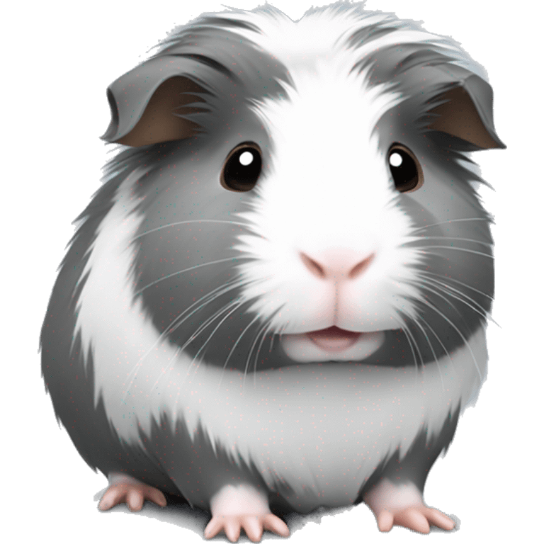 Fuzzy Grey Guinea pig with white patches  emoji