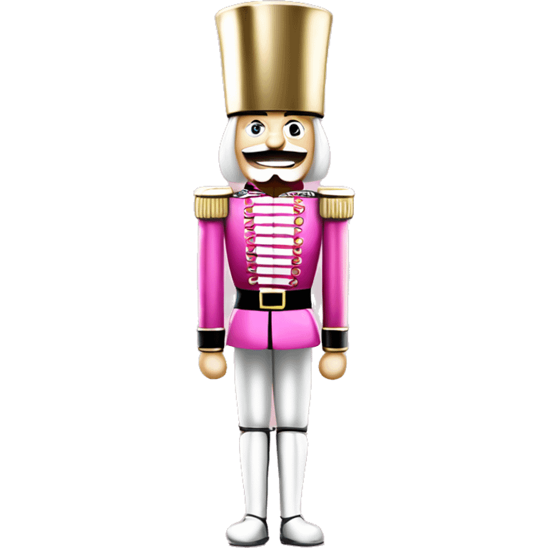 Realistic full body pink metallic and pearlescent christmas nutcracker soldier  emoji