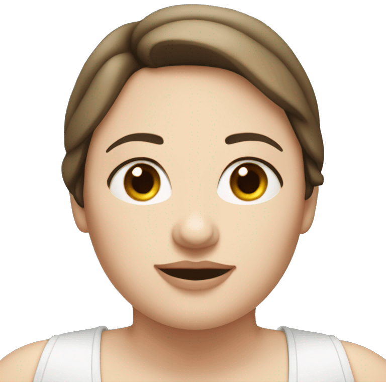 Fat white skinned brunette woman with large belly emoji