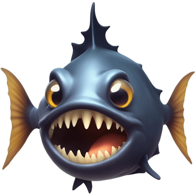 Anglerfish with glowing lure, sharp teeth, and big eyes. emoji