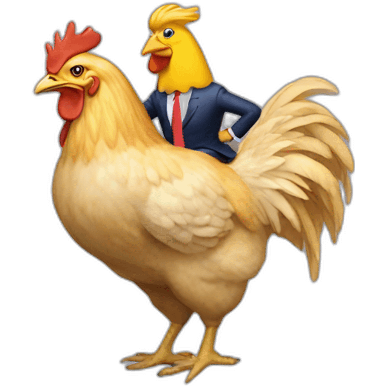 Trump riding a chicken emoji