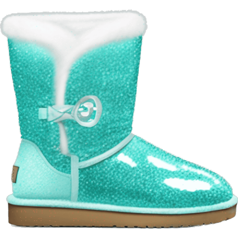 Realistic tiffany blue Sparkle glitter and fur Ugg boots. emoji