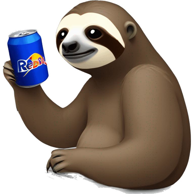 sloth with RedBull can and laptop emoji