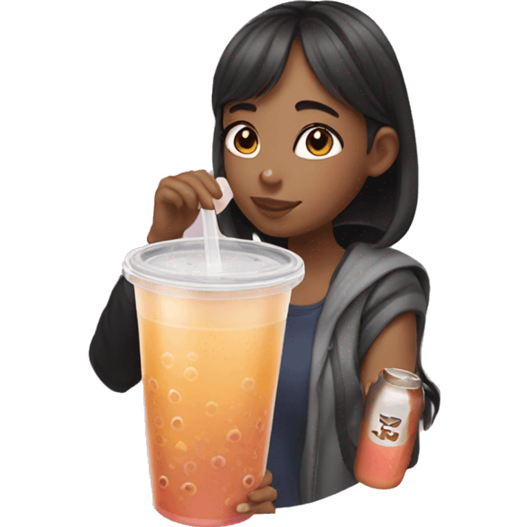 A girl drinking bubble tea emoji