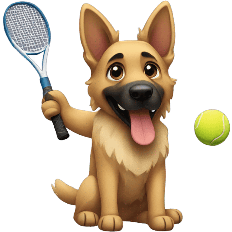 german shepherd playing tennis emoji