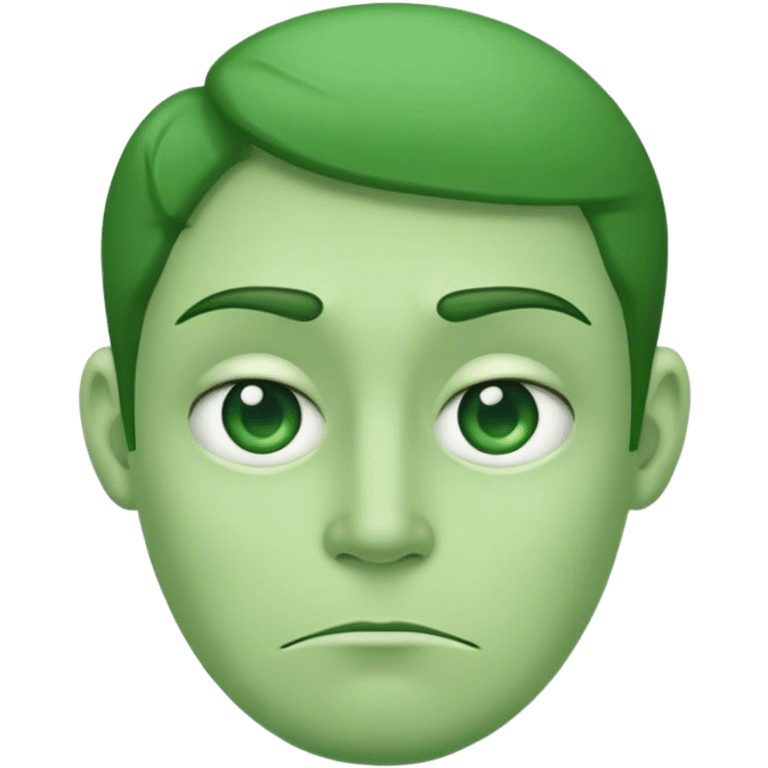 Green face half frown  emoji