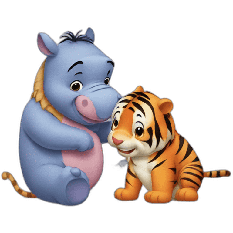 Baby Eeyore and Tiger eating honey  emoji