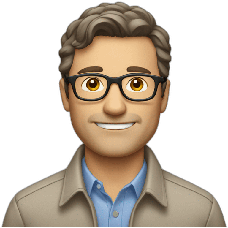 Ad man, brown hair, middle aged, glasses, shirt emoji