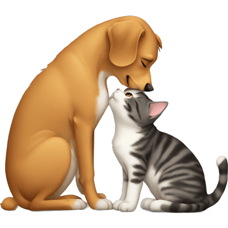 Dog kissing cat  emoji