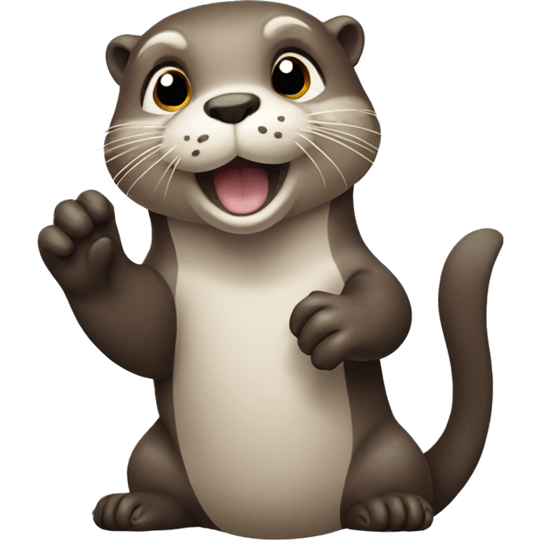 Otter raising its right paw emoji