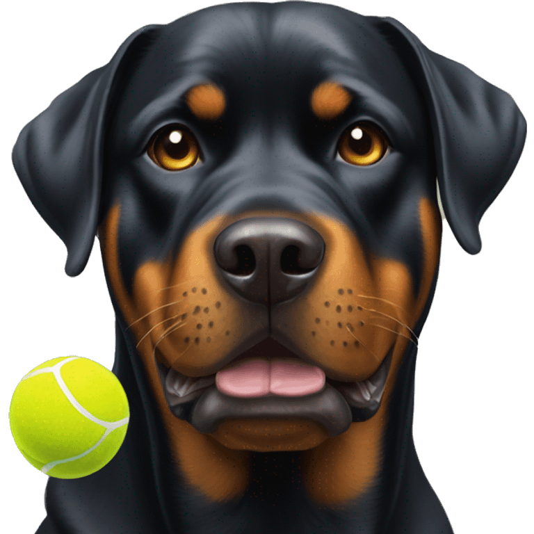 Rottweiler with tennis ball in mouth  emoji