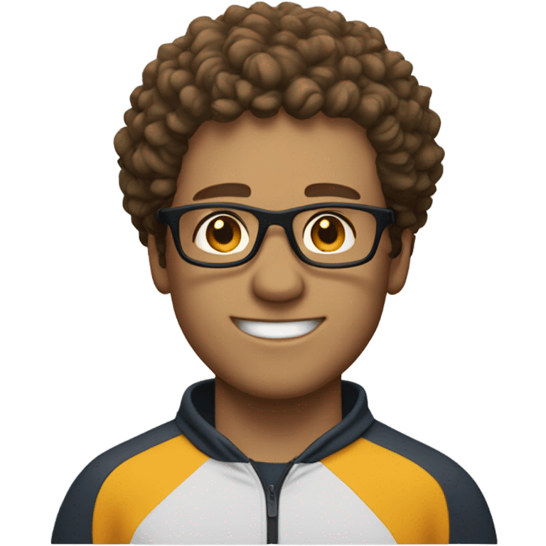 white man with glasses, and short brown curly hair, with sportswear emoji