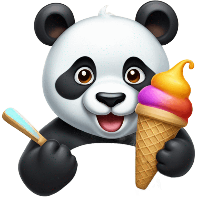 Panda eating ice cream emoji