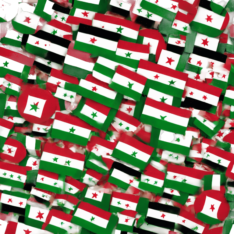 Generate an emoji of the exact same syrian flag but make the stars red and the ref stipe green emoji