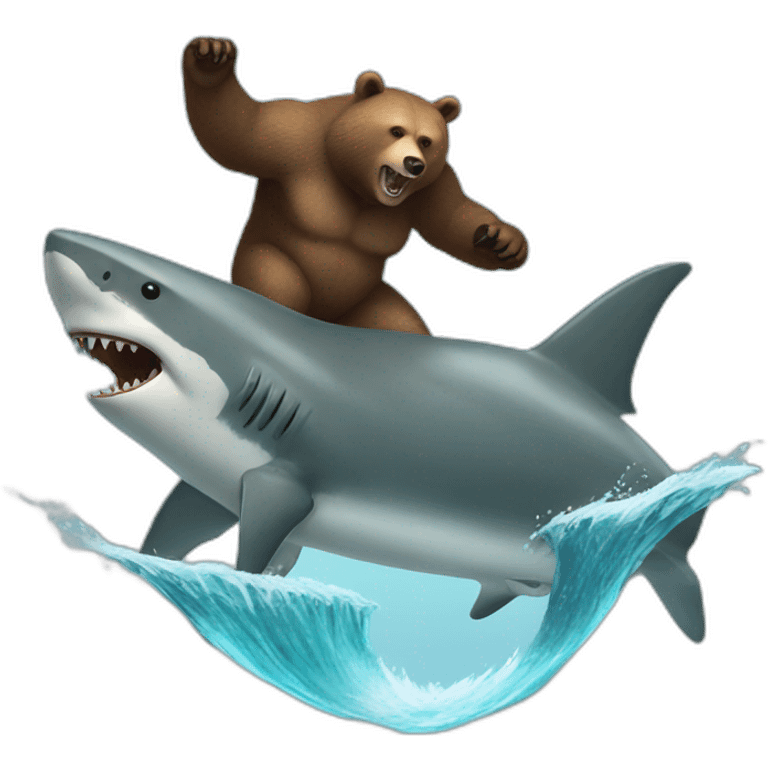 Grizzly bear riding a shark emoji