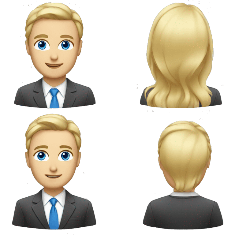 CEO with blue eyes and blond hair is mid 30 emoji