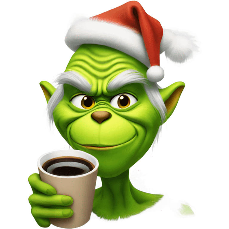 Grinch with coffee emoji