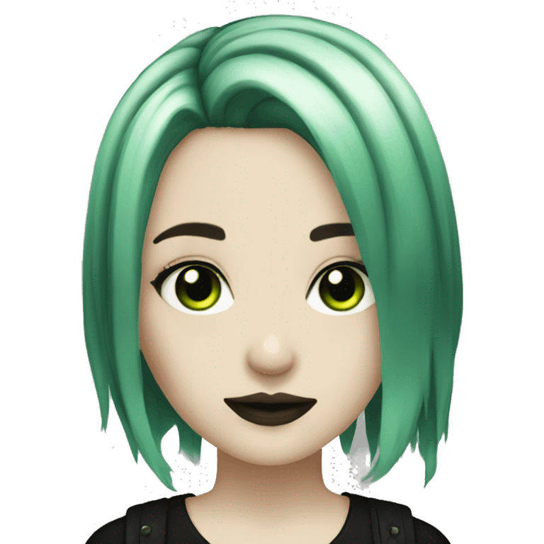 Pale goth girl black and green hair  emoji