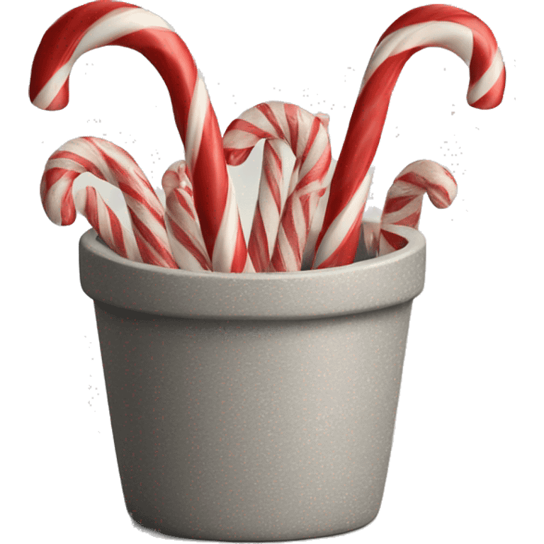 Candy canes in a grey textured stoneware pot emoji