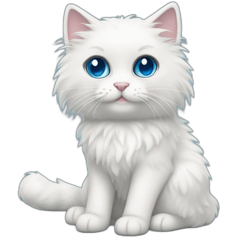 White fluffy cat with blue eyes darker under the eyes rag doll emoji