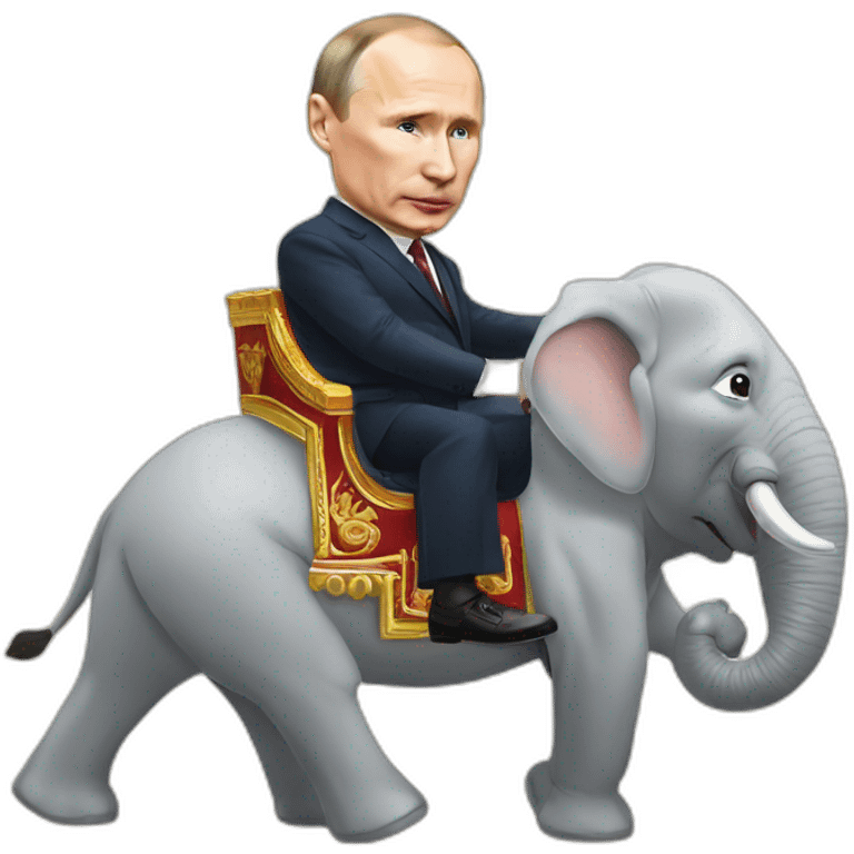 Hungover Putin in kremlin riding white elephant emoji