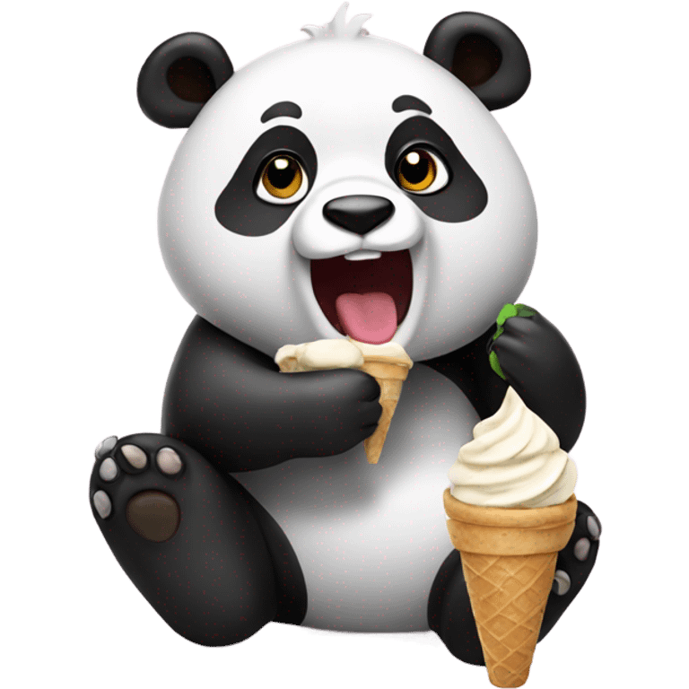 Panda eating ice cream emoji