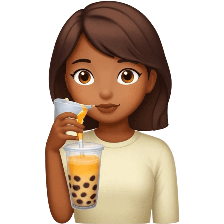 Girl with boba emoji