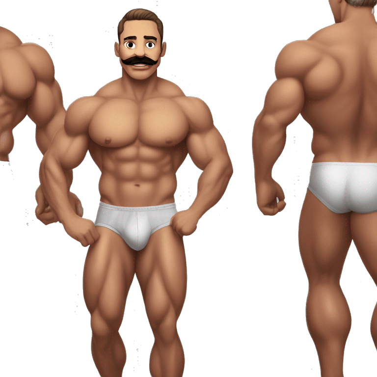 gay bodybuilder with mustache in jockstrap underwear realistic emoji