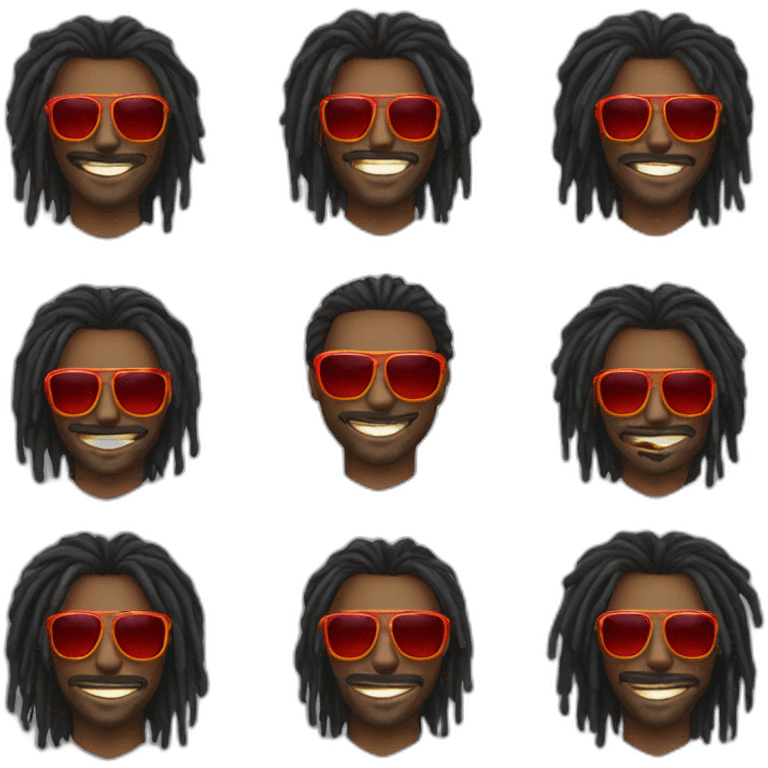 An imberbe black man with red sunglasses, dreadlocks and golden teeth emoji