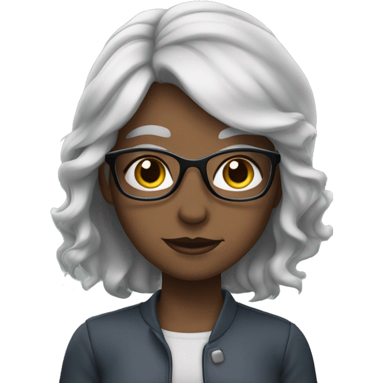 girl with grey hair, blue eyes, and glasses emoji