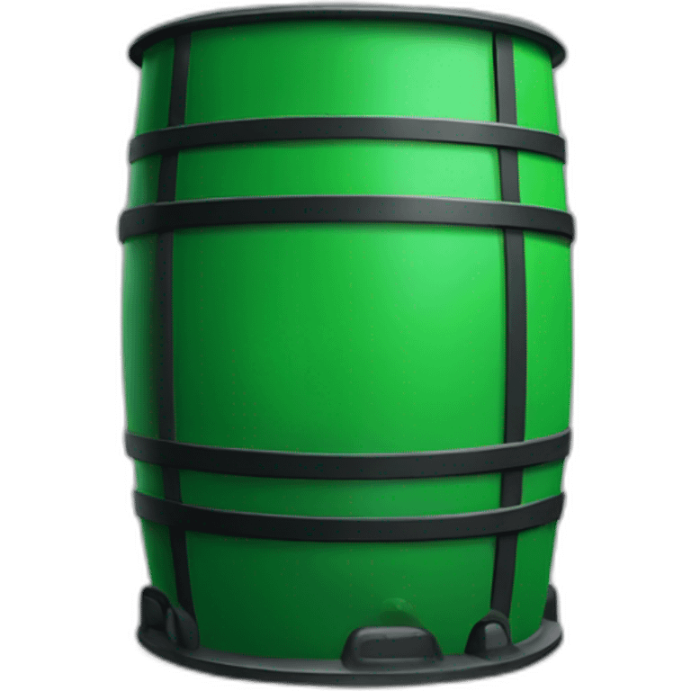 green construction barrel with legs, wearing black crocs emoji