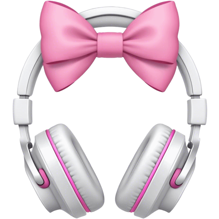 White headphones with pink bows emoji