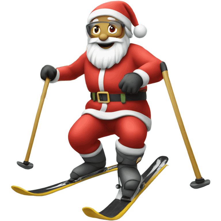 santa skiing on a slope emoji