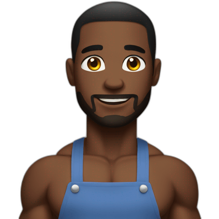 black muscle guy cooking emoji