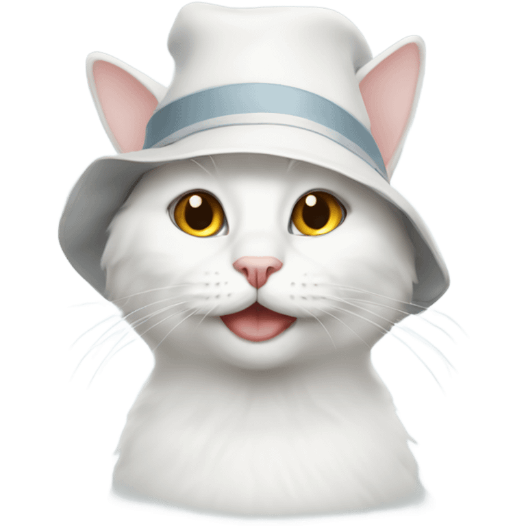 white cat with a hat emoji