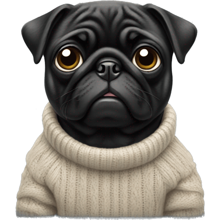 Black pug in a sweater  emoji