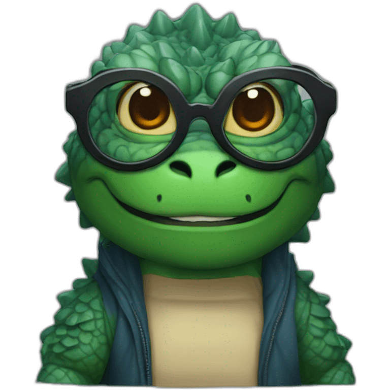 A Godzilla with glasses\ emoji