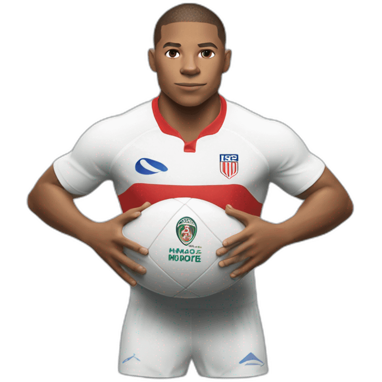 Mbappe avec un ballon de rugby emoji