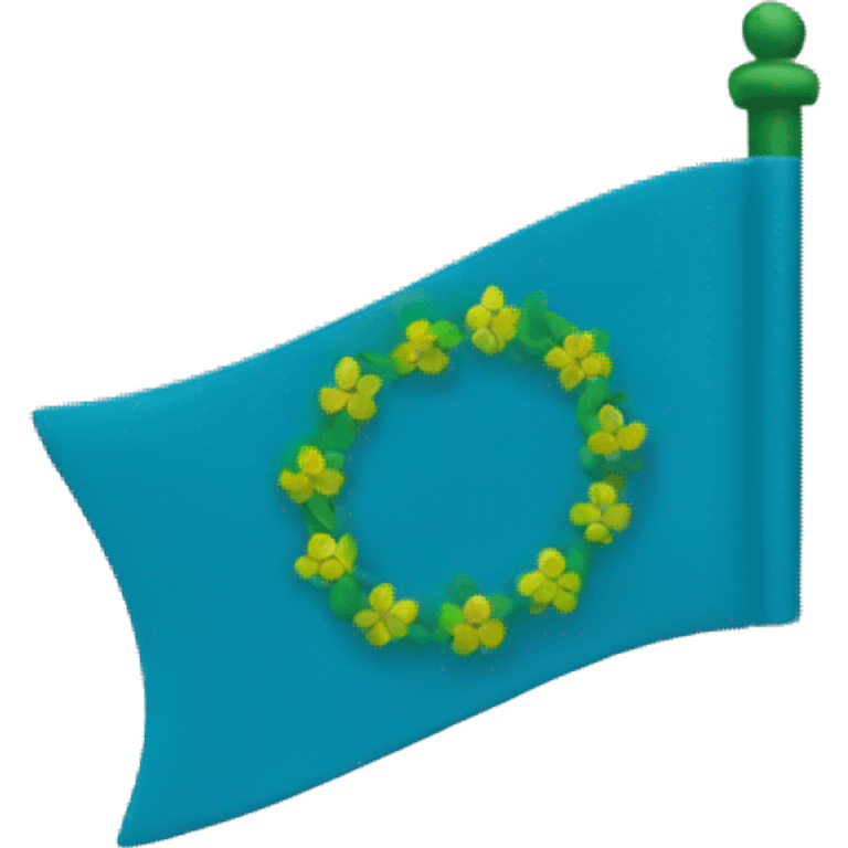 Blue flag with a green wreath emoji