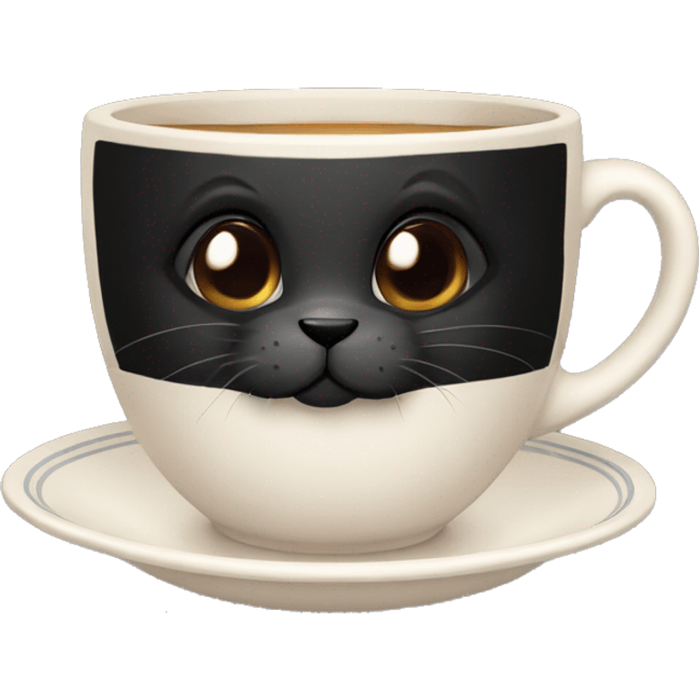 Black rabbit inside teacup emoji