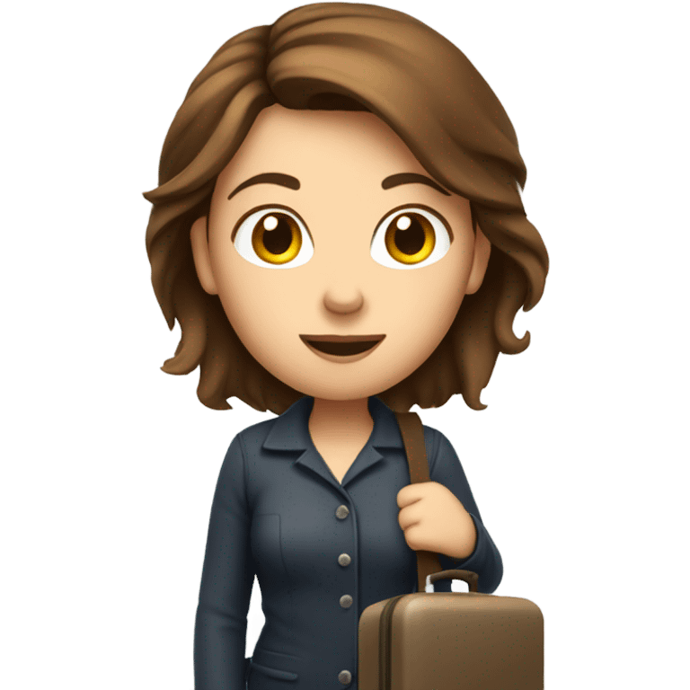 Lady with brown hair at Airport toilet with luggage emoji