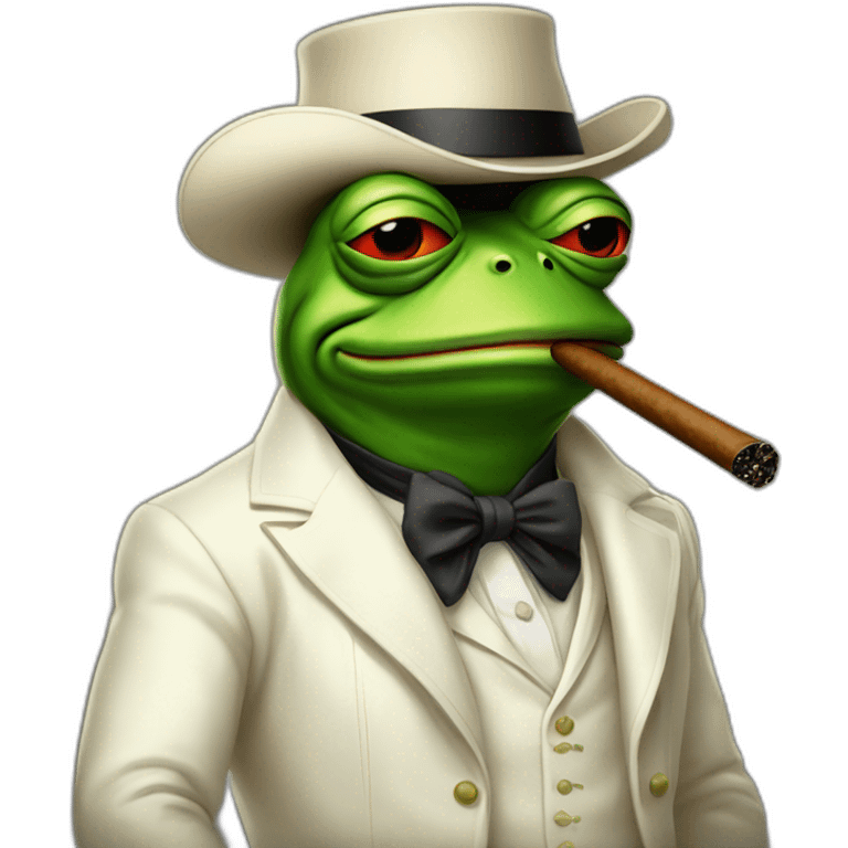 pepe the frog white jacket southern attire smoking cigar emoji