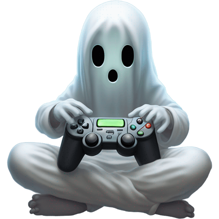 sad ghost playing video game emoji