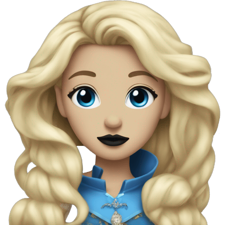 Blonde hair, blue eyes, black lips, princess emoji