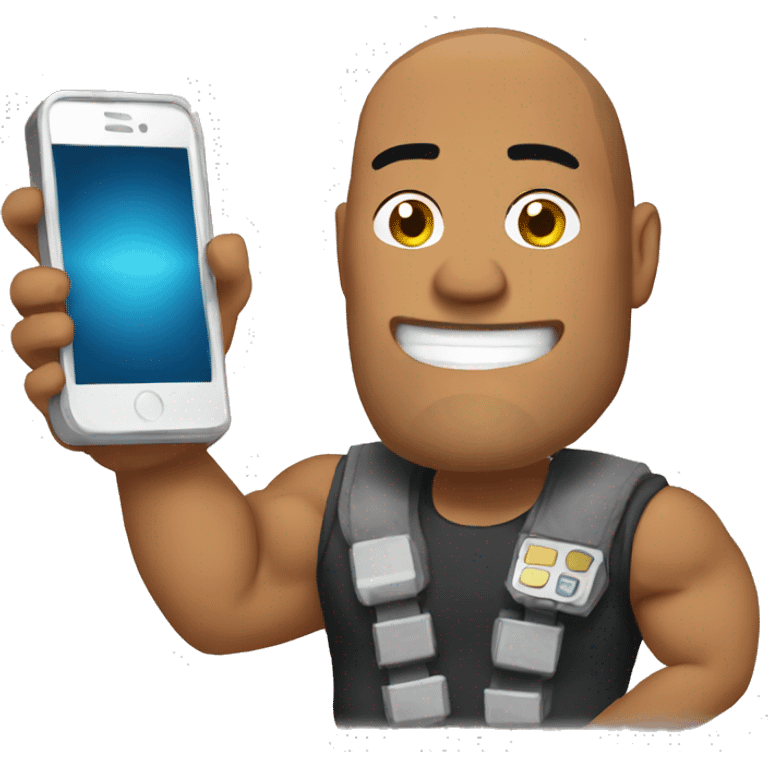 the rock holding a mobile phone emoji