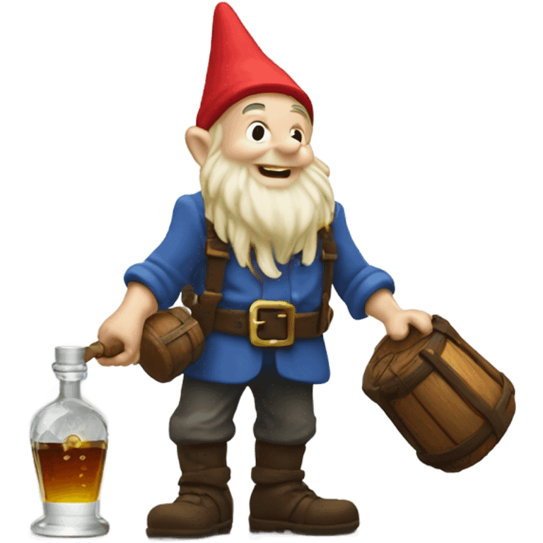 Pixel gnome pouring some rum on the ground emoji