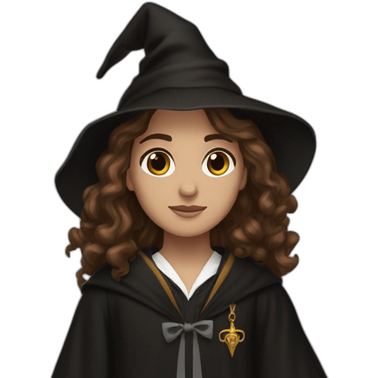 1 Hermione granger with Brown hair and is black wizard clothese emoji